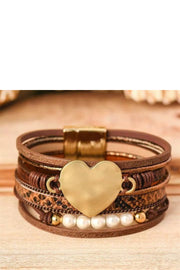 Valentine Heart Pearl Magnetic Buckle Bracelet