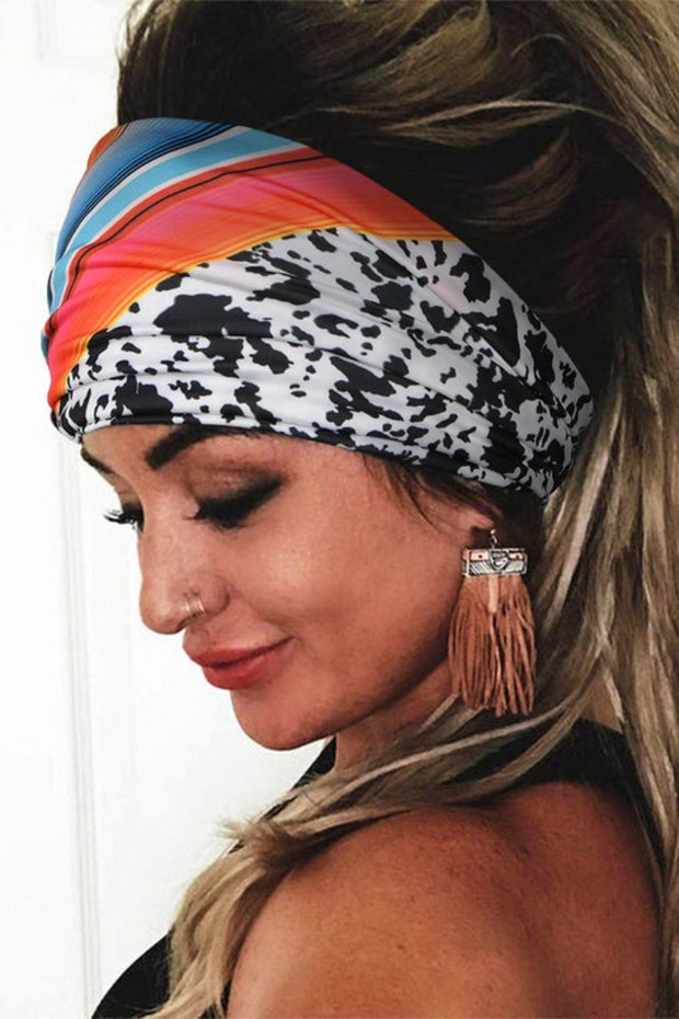 Cow Colorful Striped Wide Headband
