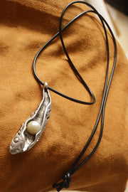 Pearl Silverfish Pendant Long Necklace Sweater Chain Cotton Linen Accessories