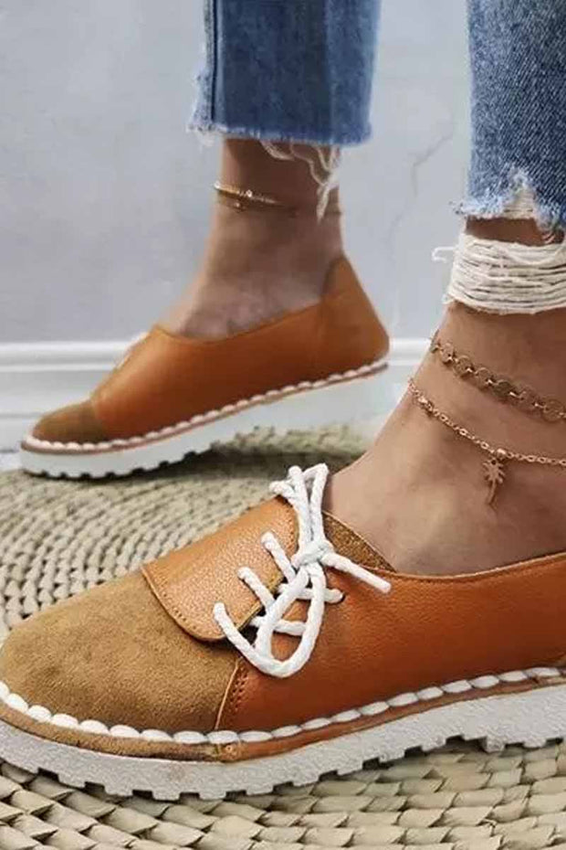 Casual All Season Shoes Vintage Round Toe Flats