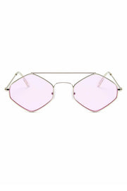 Geometric Cutout Metal Frame Tinted Lens Sunglasses