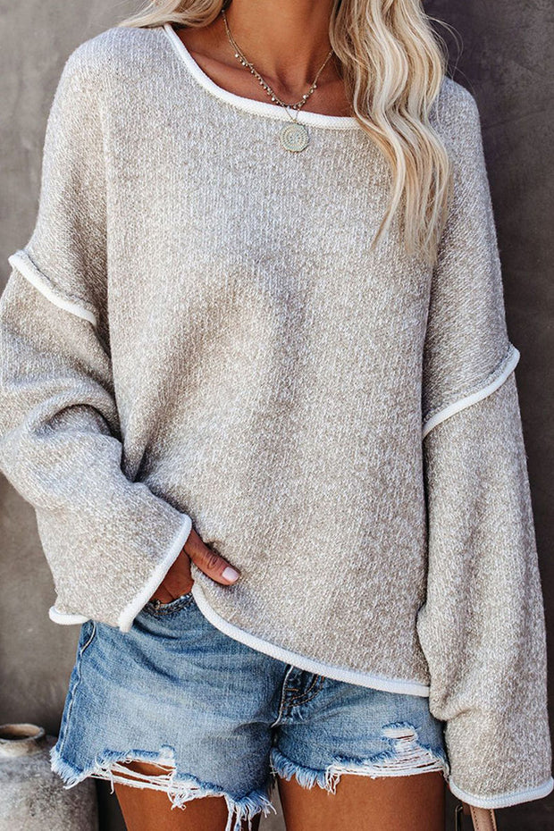 Solid Round Neck Casual Sweater