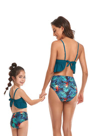 Ruffle Floral Print Parent-child Two Pieces Swimsuit