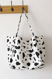 Cow Print Canvas Tote Bag