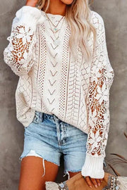 Flower Crochet Cable Knit Loose Sweater