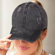 Hollow Out Ripped Washed Baseball Cap