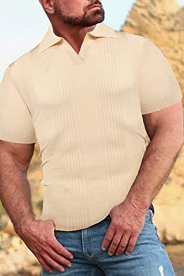 Uniqshe Fashionable Solid Colour Polo Shirt