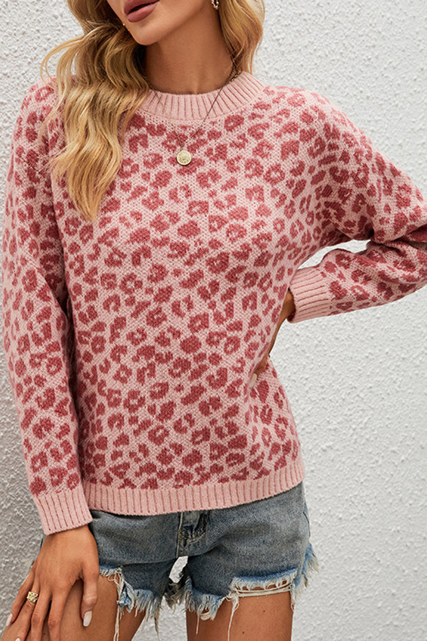 O Neck Leopard Print  Sweater