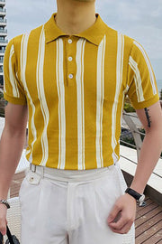 Men's Striped Knit Polo Shirt