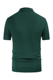 Men's Green Striped Short Sleeve Polo Shirt