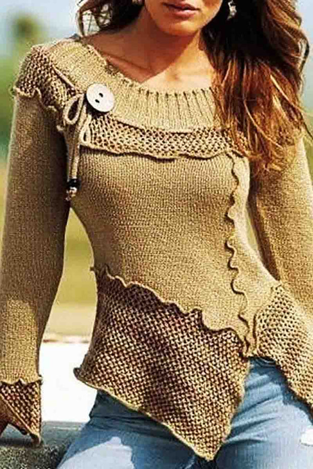 O Neck Patchwork Loose  Sweater (5 Colors)