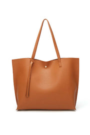 Soft Faux Leather Big Capacity Tassel Tote Bag