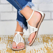 Hollow Out Ankle Strap Flat Sandals