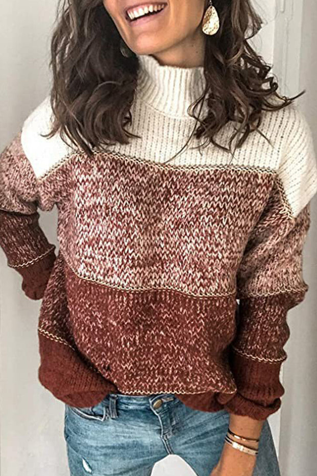 O Neck Patchwork Sweater