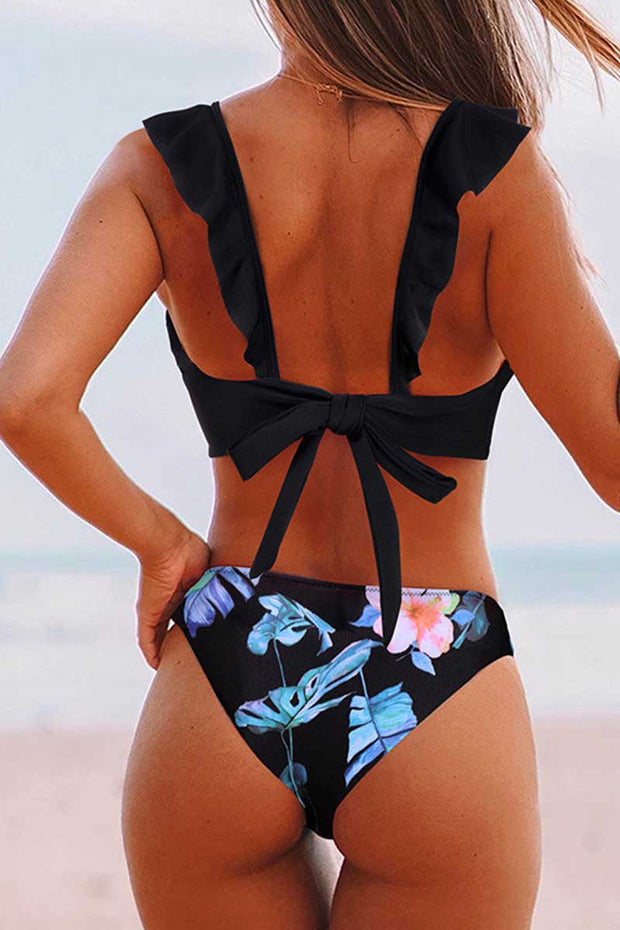 Ruffled Print Two Piece Swimsuit