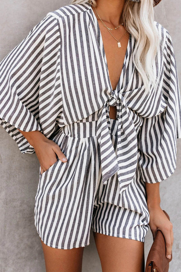 Wind In My Sails Cotton Pocketed Tie Romper