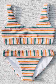 Rainbow Striped  Two pieces Swimsuit