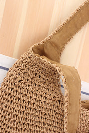 Casual Woven Straw Beach Bag with zipper