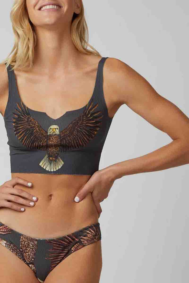 🔥Eagle Print Grey Two Pieces Swimsuit