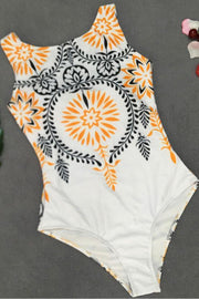 Bohemian Style High Neck One-piece Swimsuit