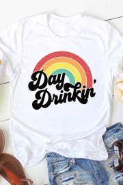 “Day Drinkin”Rainbow T-Shirt Tee