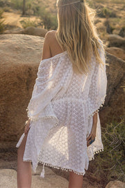 Tassel Lace Open Front Beach Cover Up