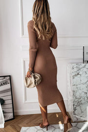 V Neck Casual Long Sweater Dress（3 Colors）