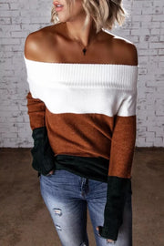 Dew Shoulder Striped Sweater