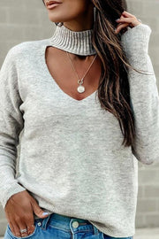 Hollow-out Grey Sweater