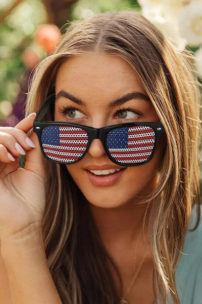 American Flag Star Striped Aviator Sunglasses