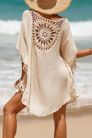 Tassel Hollow out Patchwork Cover-up