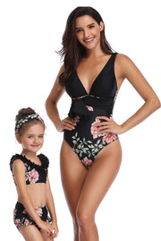 Floral Print Parent-child One Pieces Swimsuit