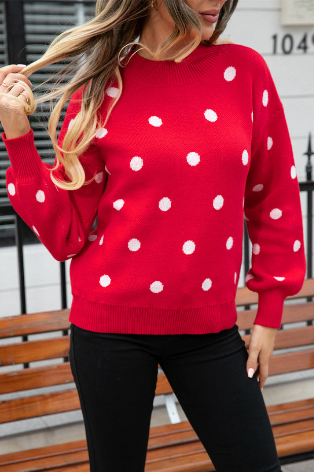 Polka Dot Knit Pullover Sweater