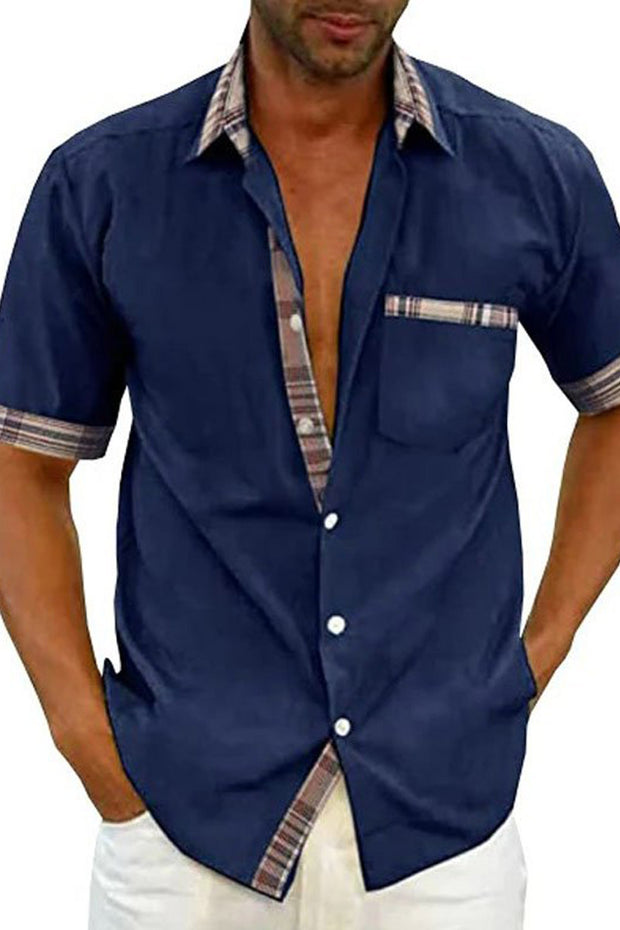 Men's Casual Plaid Collar Button Summer Shirt