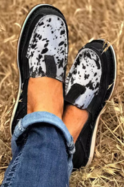 Women's Cow Slip On Round Toe Flat Sneakers