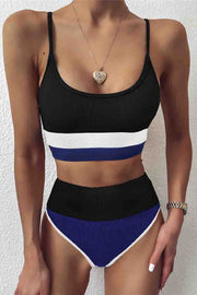 Striped Patchwork Two pieces Swimsuit (3 Colors)