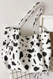 Cow Print Canvas Tote Bag