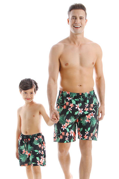Floral Print Parent-child Swim Shorts
