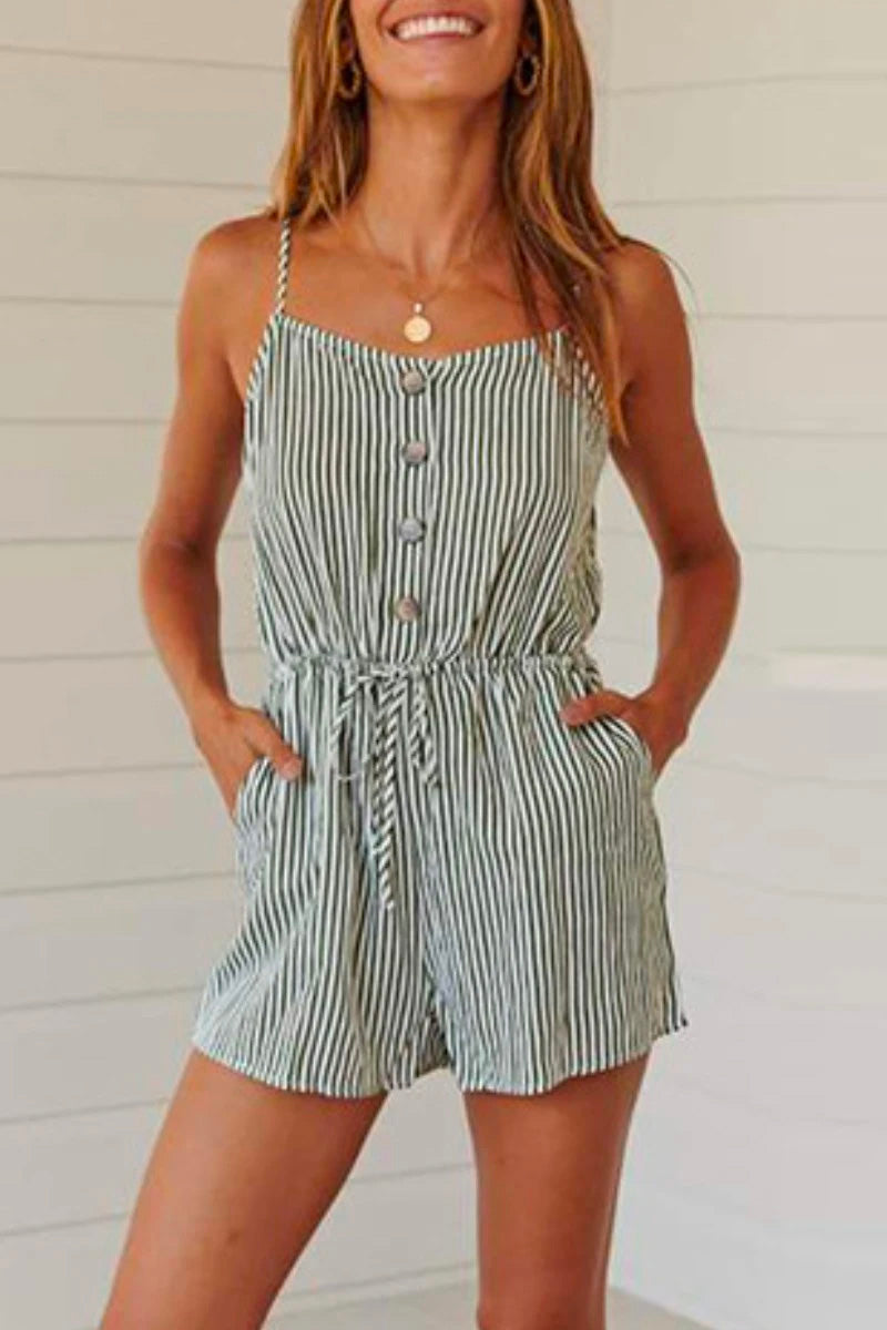 Green Stripe Romper