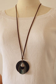 Wooden Water Drop Long Necklace Sweater Chain
