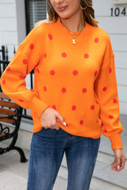 Polka Dot Knit Pullover Sweater