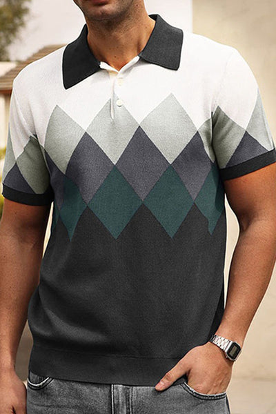 Men's Jacquard Knit Polo Shirt