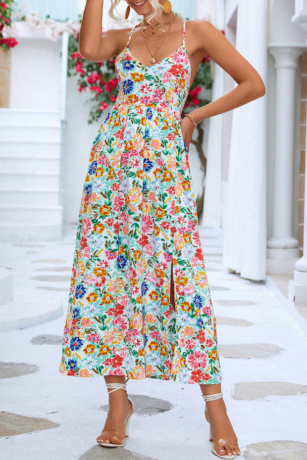 Floral Printed Strap Midi Dress