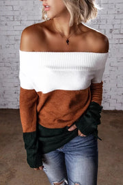 Dew Shoulder Striped Sweater
