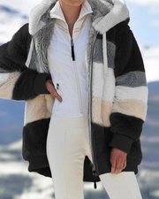 Contrasting Lamb Wool Padded Coat