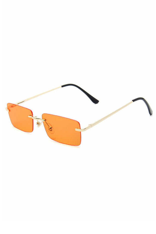 Square Lens Metal Temple Rimless Sunglasses