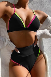 Solid High Waist Two Piece Swimsuit