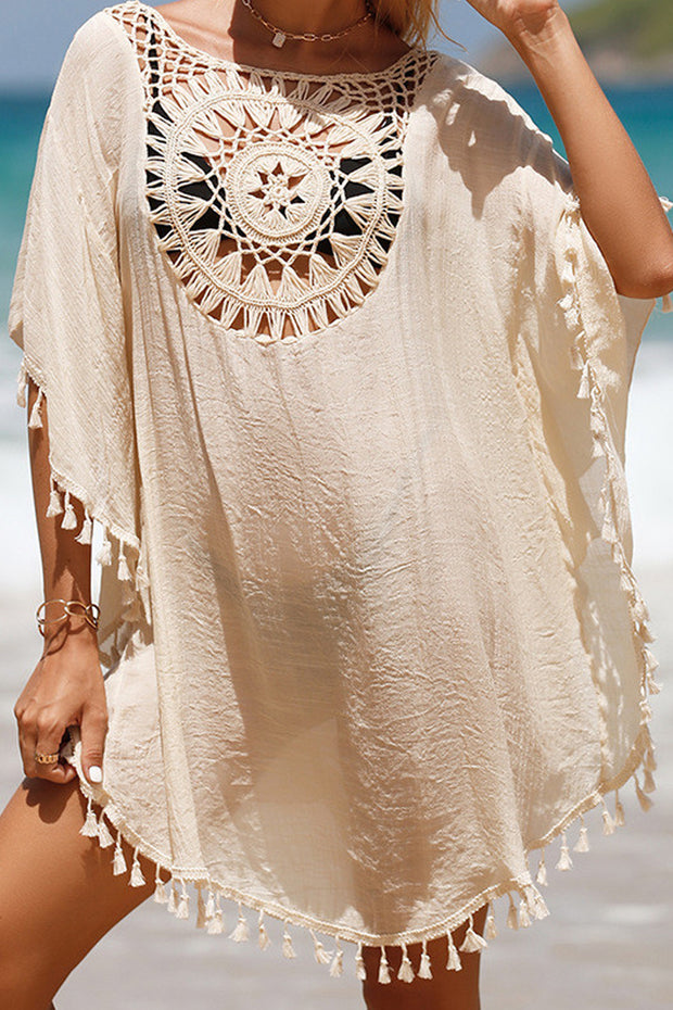 Tassel Hollow out Patchwork Cover-up