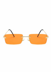 Square Lens Metal Temple Rimless Sunglasses