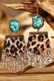 Creative Leopard Sequined Splicing Rhinestone Earring